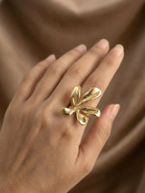 Petal Royale Gold Flower Adjustable Ring for Women - Doulaat