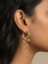 Bold Gold Snake Hoop Earrings with Textured Finish