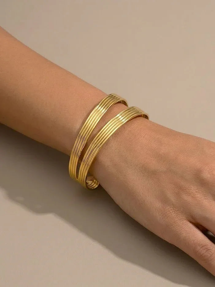 Unique Twin Double Band Adjustable Bangle - Doulaat