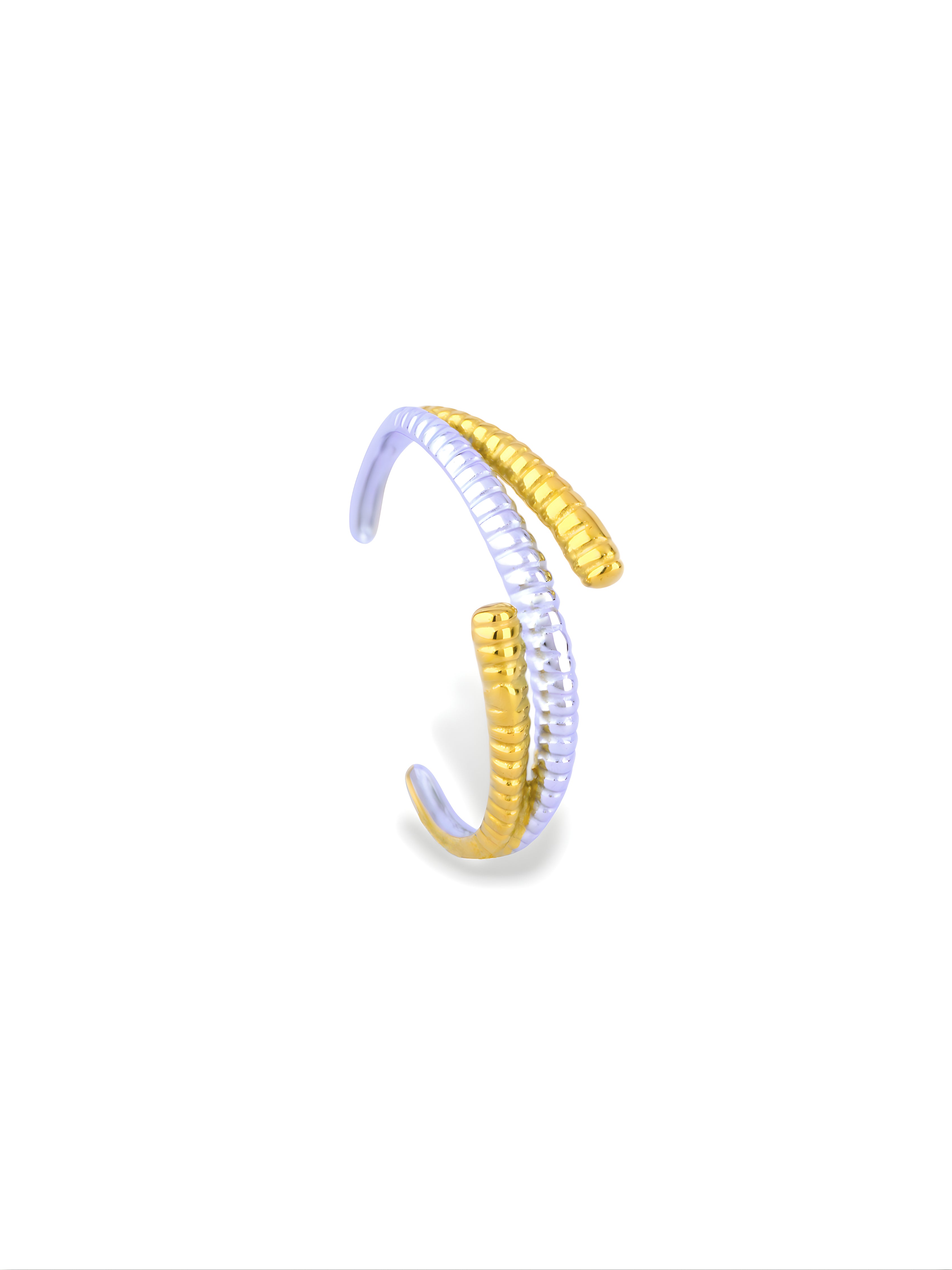 Stylish Two-Tone Aure Bangle with an Adjustable Design
