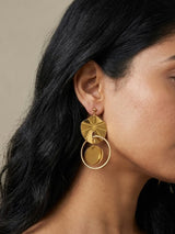 Radiant Gold Hoop Earrings with Textured Disc Detail