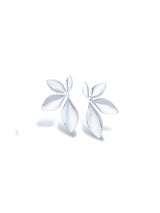 Silver Triple Leaf Stud Earrings with Polished Finish
