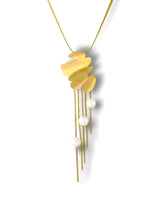 Abstract Layered Pearl Drop Pendant Necklace