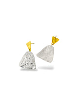 Gold and Silver Textured Drop Earrings with Soft Shape