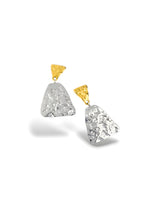 Gold and Silver Textured Drop Earrings with Soft Shape