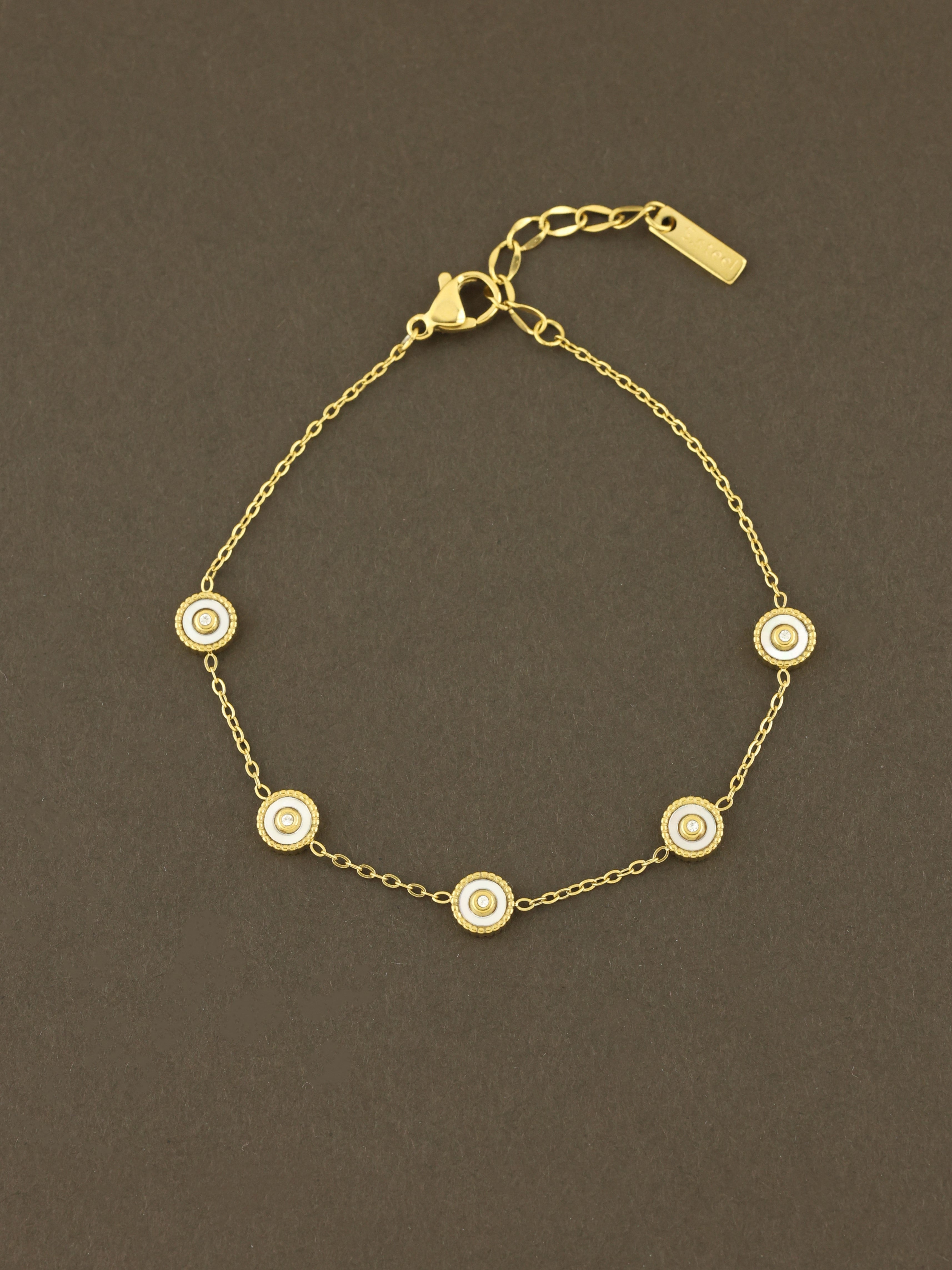 White Stone Charm Bracelet