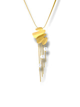 Abstract Layered Pearl Drop Pendant Necklace