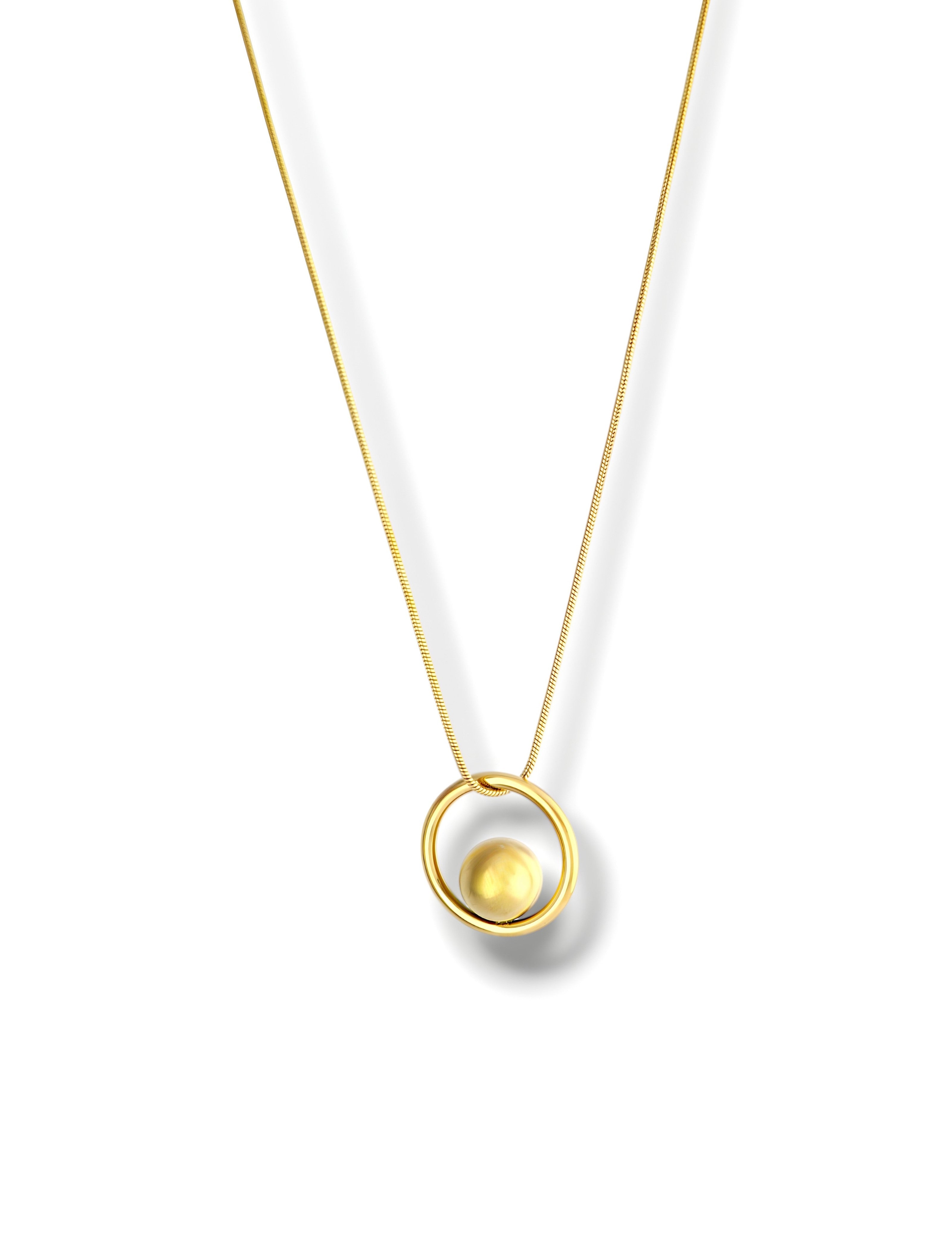 Oval Frame Necklace with Gold Bead
