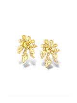 Lustre Bloom Textured Floral Gold Stud Earrings