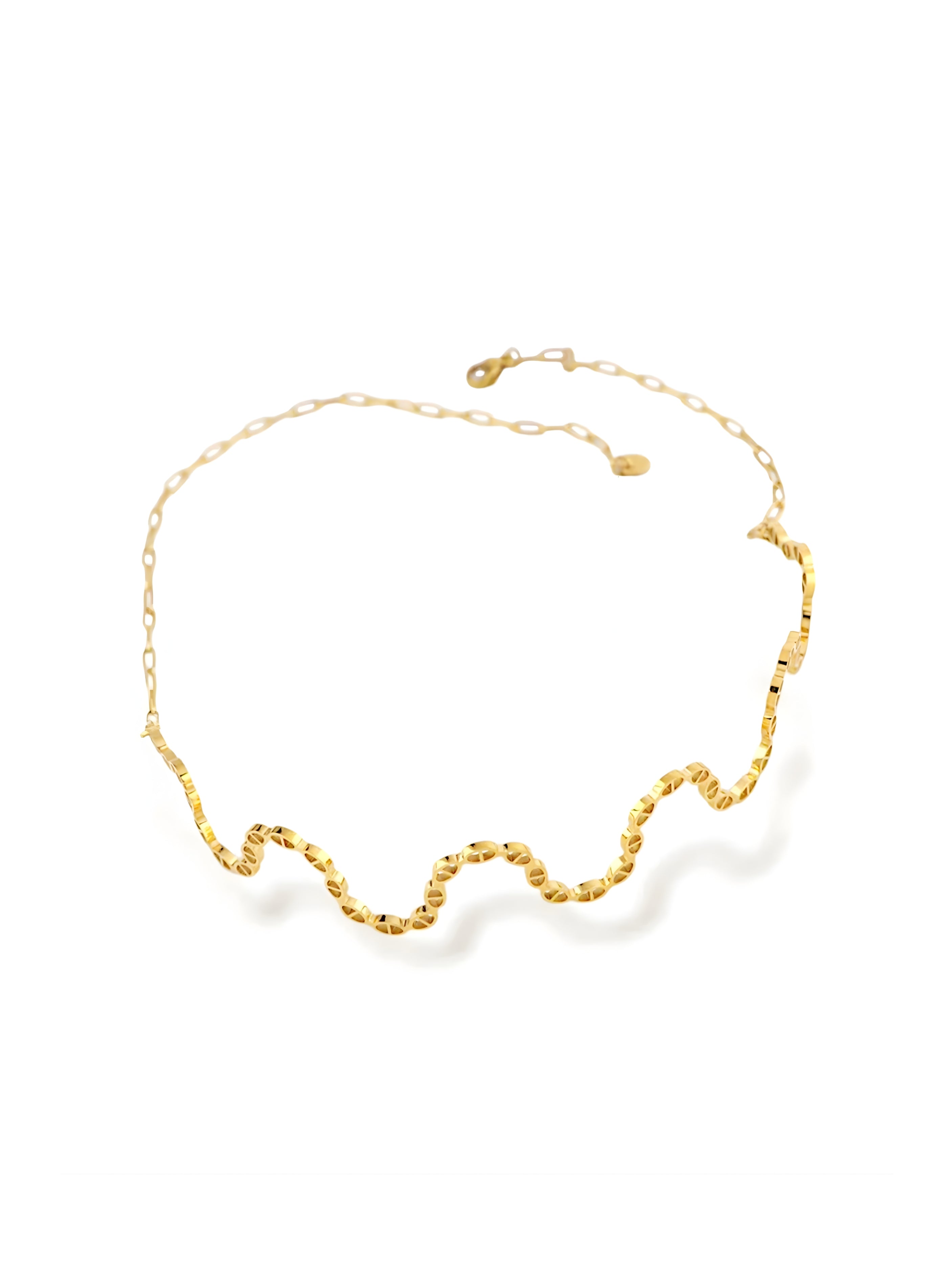 Wavy Textured Open Collar Necklace