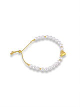 Soft Pearl Frost Bracelet with Gold Heart Charm