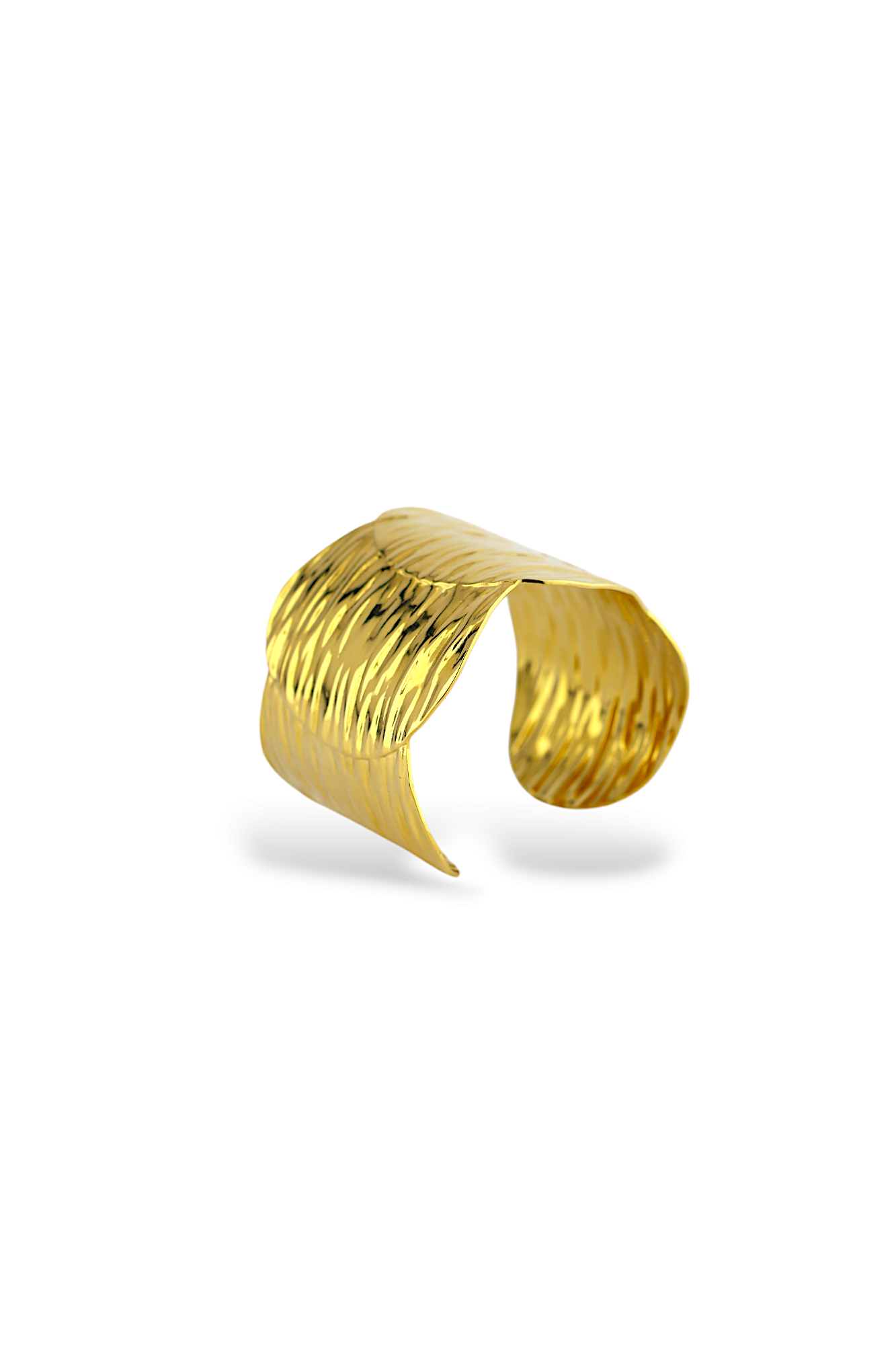 Ribbed Texture Open Cuff Bangle