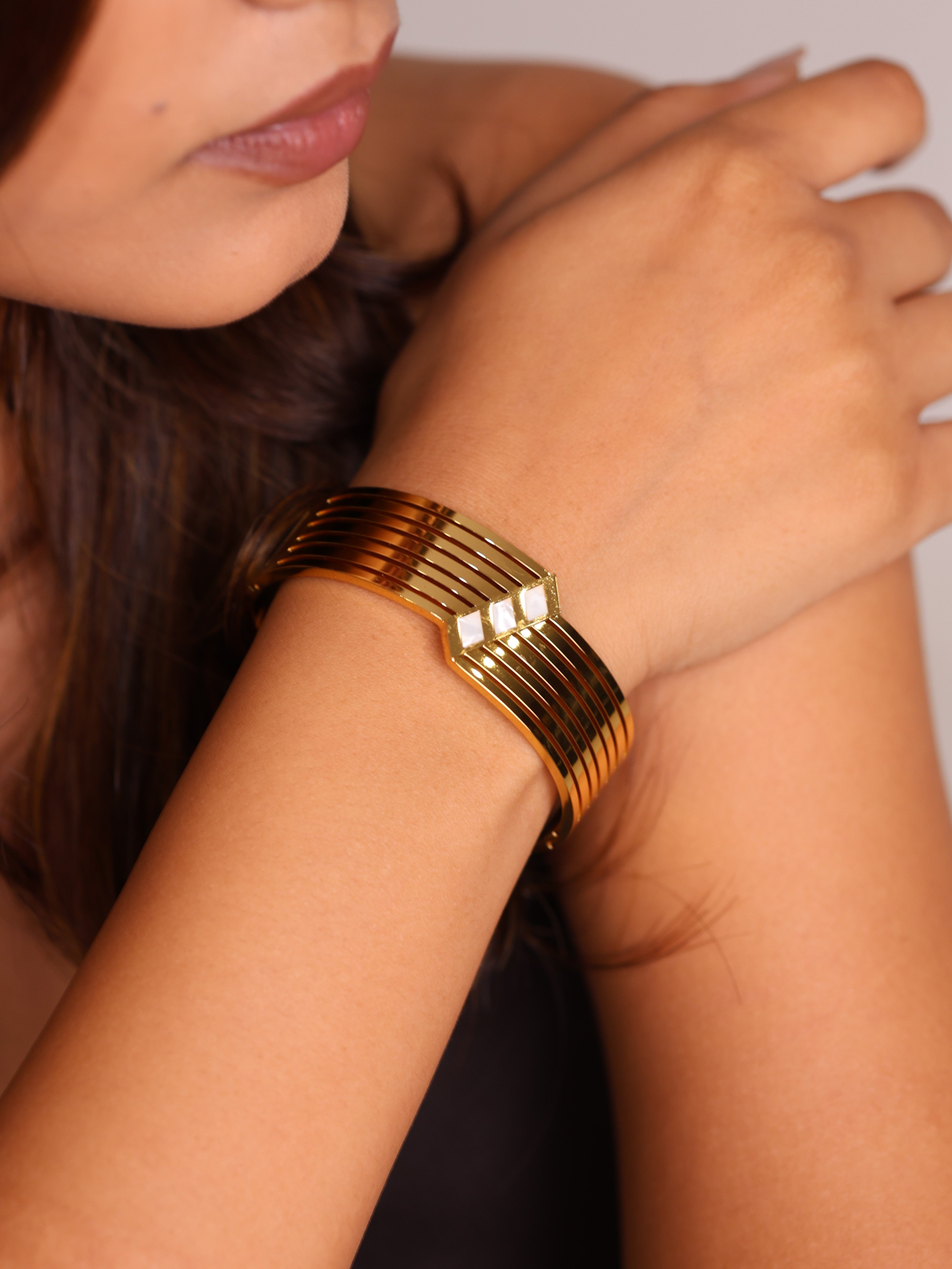 Cuff Bangle with Modern Lines