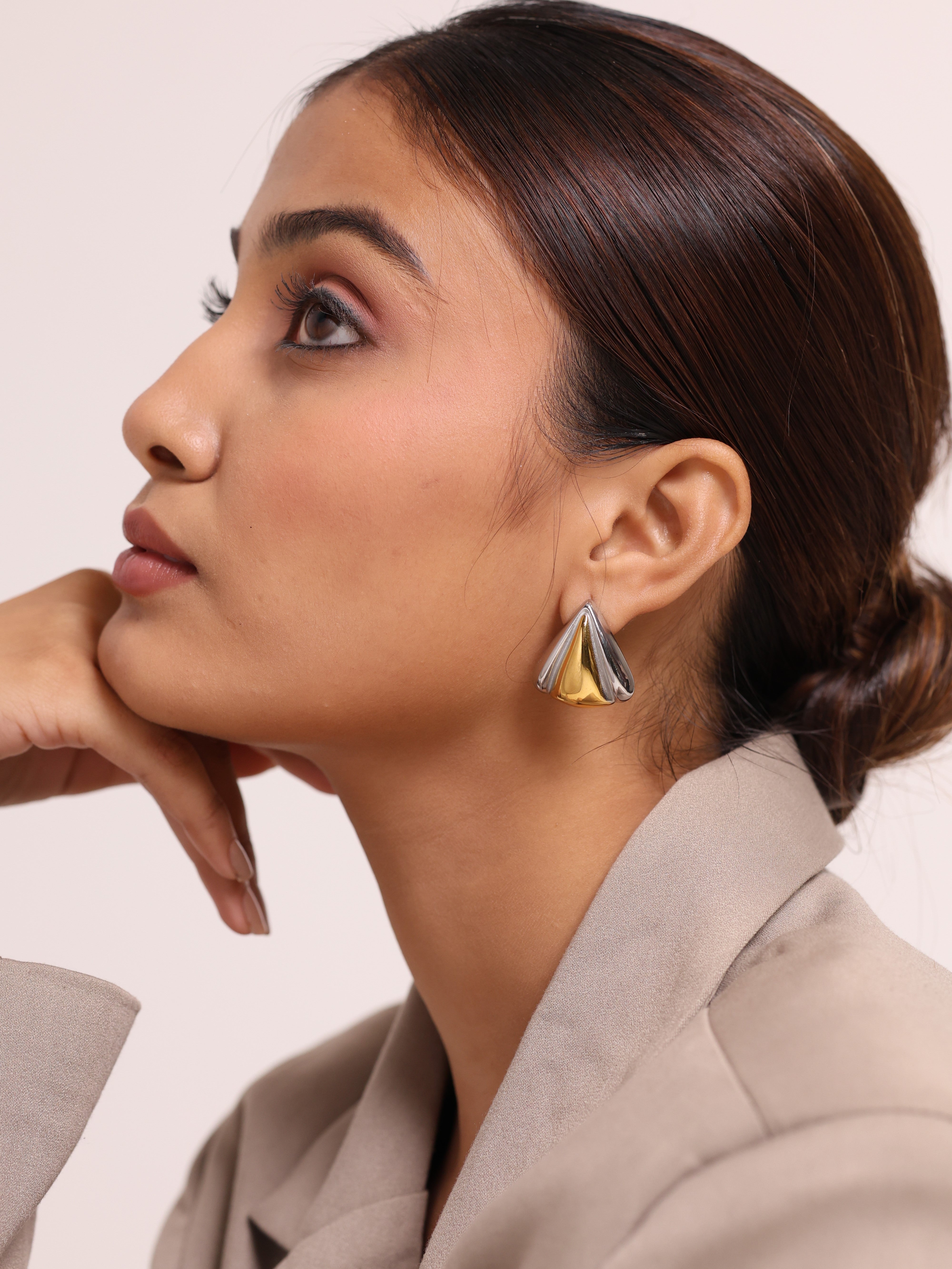 Tri Face Triangle Earring
