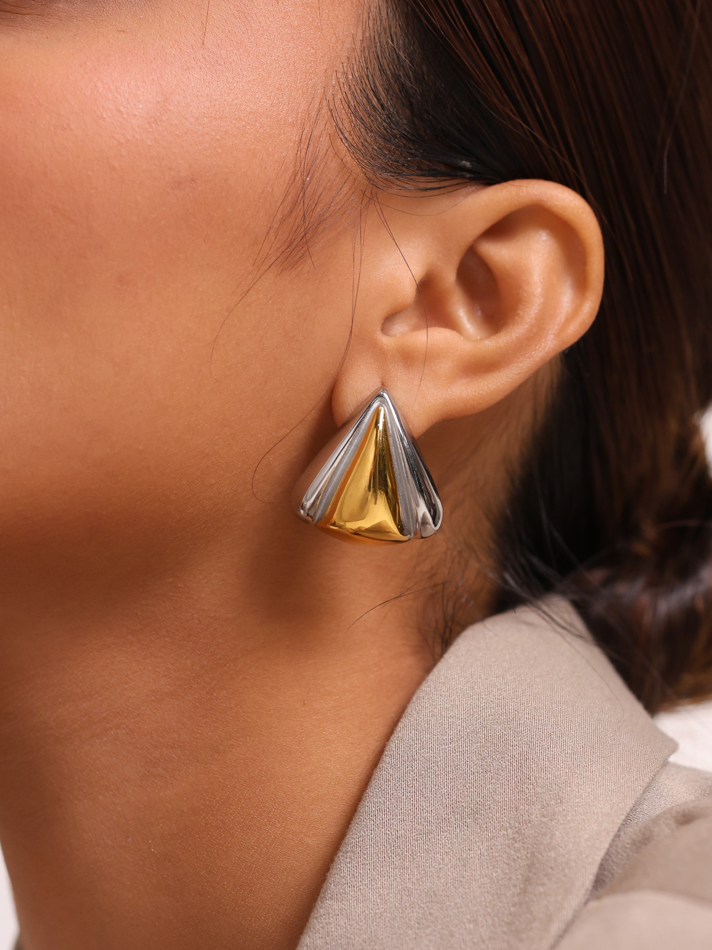 Tri Face Triangle Earring