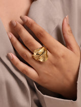 Golden Pressed Petal Ring