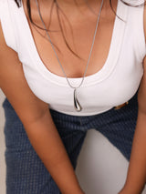 Liquid Chrome Drop Necklace