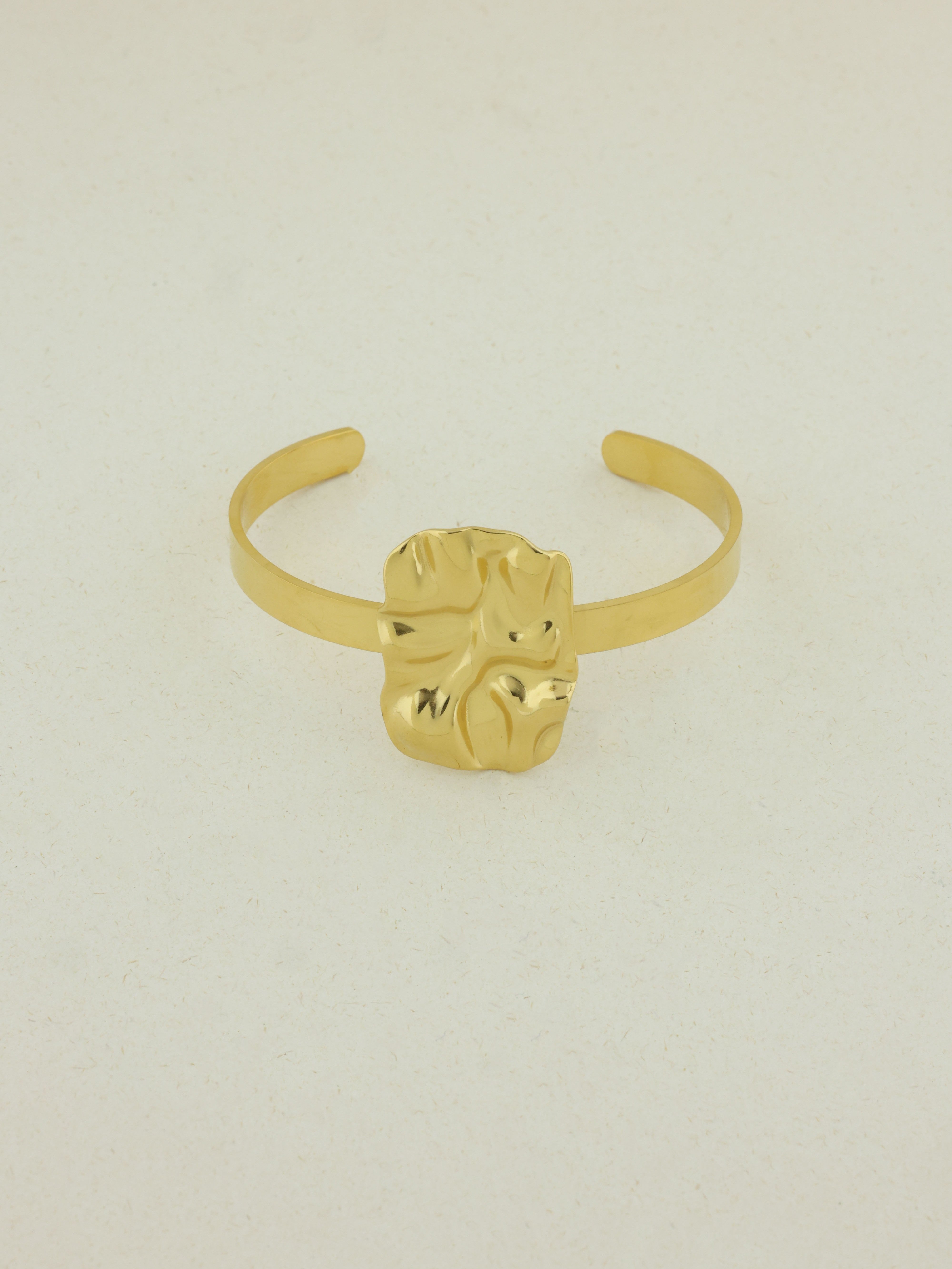 Flat Hammered Open Bangle
