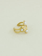 Golden Ripple Pearl Ring