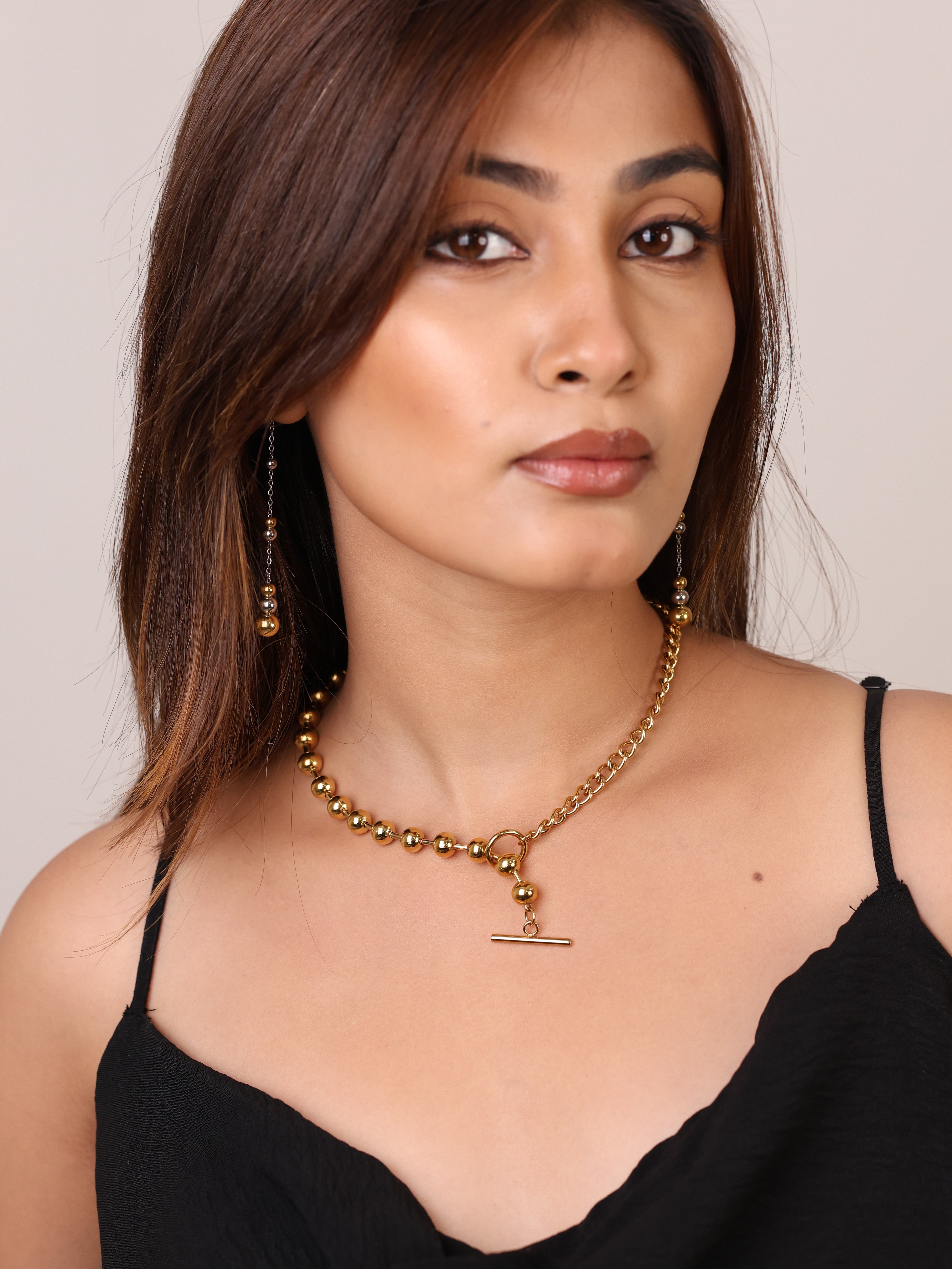 Bead Chain Necklace with Toggle Clasp
