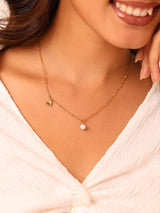 Heart And Pearl Charm Necklace