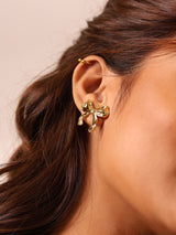 Golden Ribbon Bow Studs
