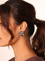 Silver Interlock Wave Studs