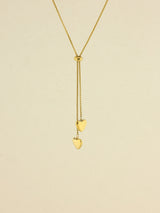 Double Heart Lariat Necklace