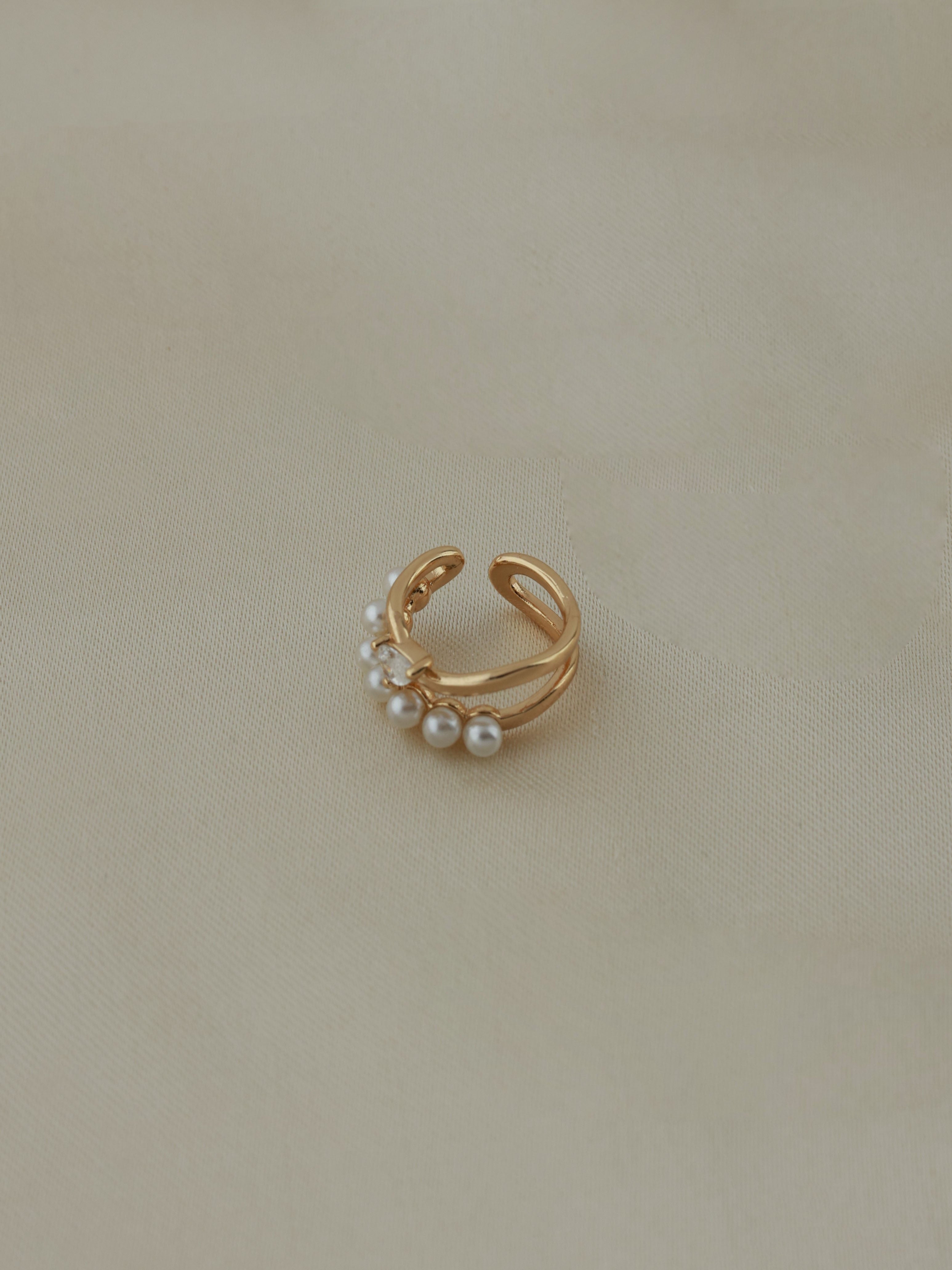 Diamond Pearl Cascade Ear Cuff