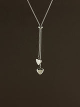 Double Heart Lariat Necklace