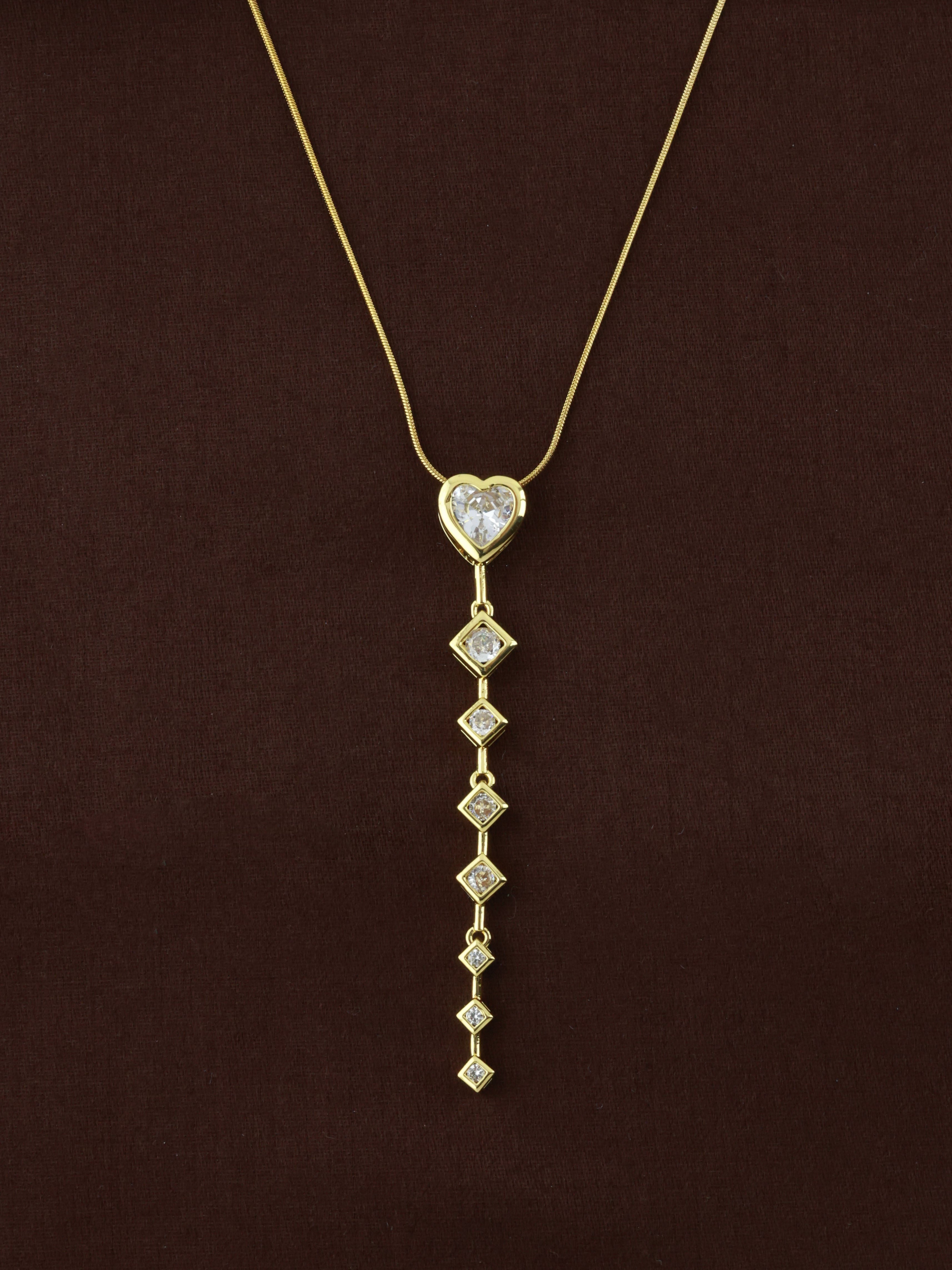 Solstice Heart & Geometric Cascade Y-Pendant