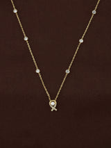 Eternal Ribbon & Pearl Station Necklace