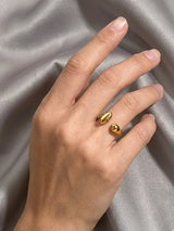 Gold Open Ring with Smooth Teardrop Design