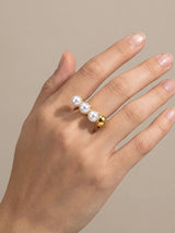 Trivelle Elegant Three-Pearl Gold Fashion Ring