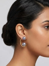 Moonlit Hugger Earrings with Soft Gold Curve Design