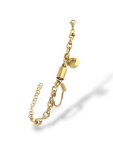 Elegant Gold Weave Chain Bracelet with Heart Charm