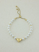 Pearl Heart Charm Bracelet