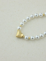 Pearl Heart Charm Bracelet