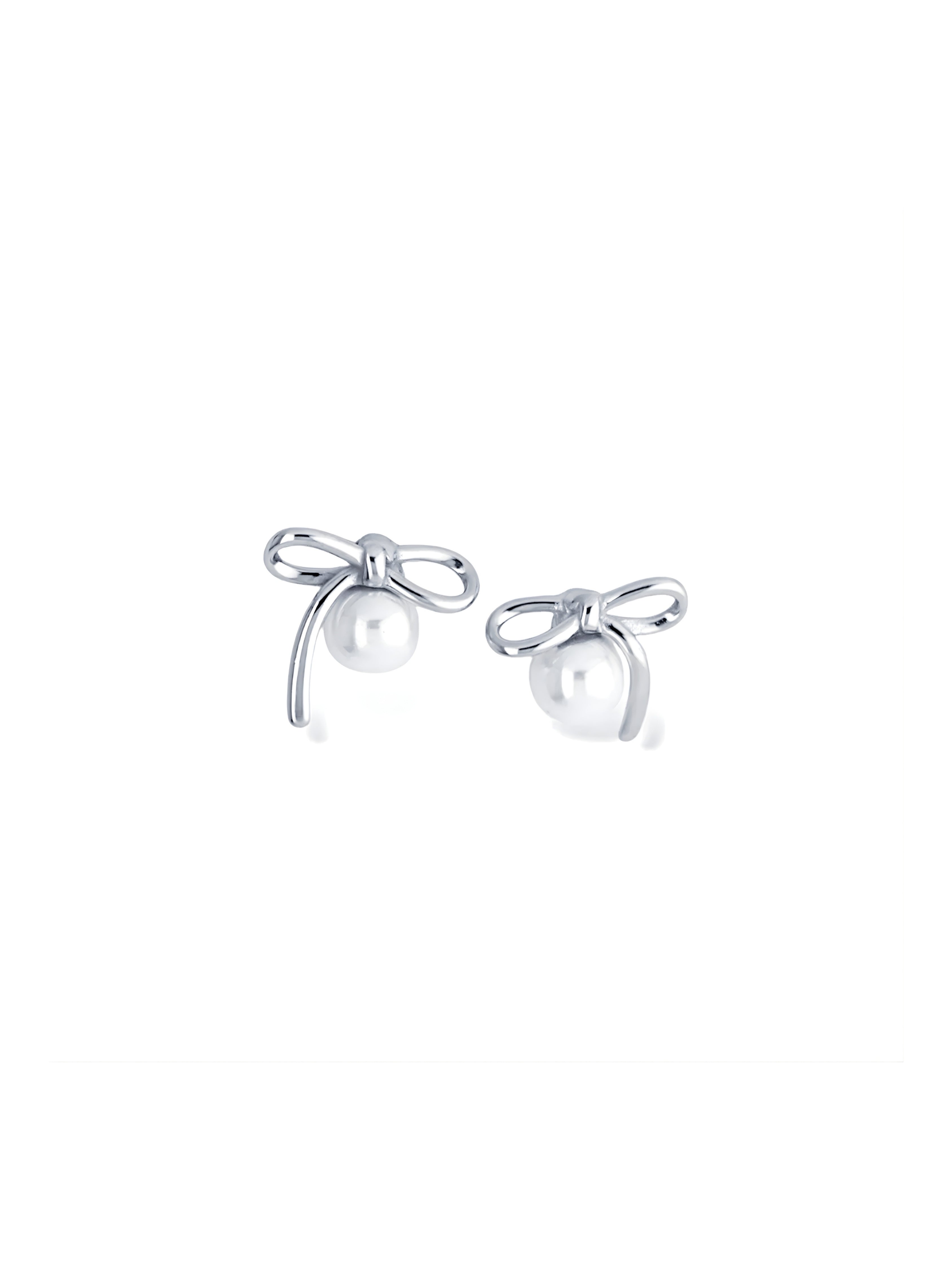 Bow Knot Pearl Stud Earrings