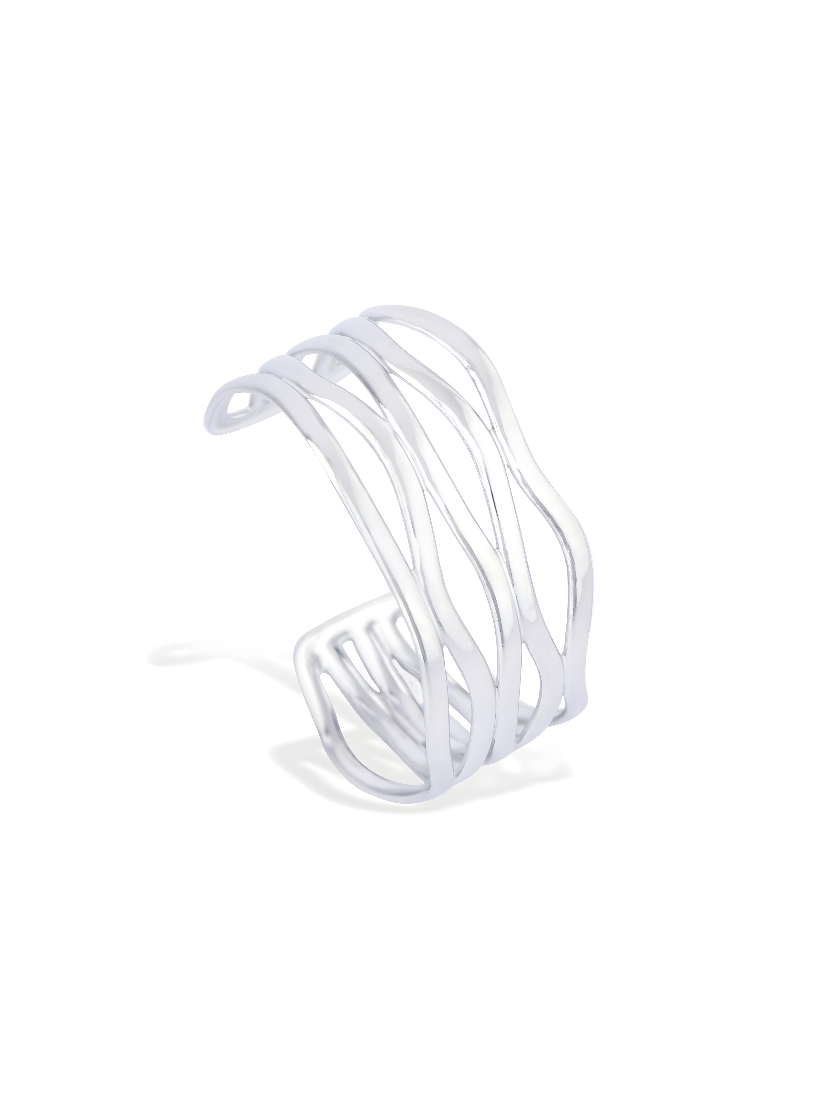 Modern Silver Wavy Bracelet