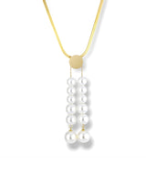 Elegant Gold Crystal Pearl Drop Necklace and Earring Set