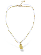 Elegant Gold Layered Chain Necklace with Shiny Pearl