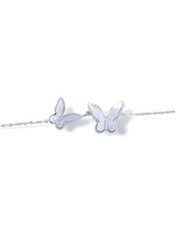 Elegant Silver Butterfly Bracelet with Soft Pearl Shine
