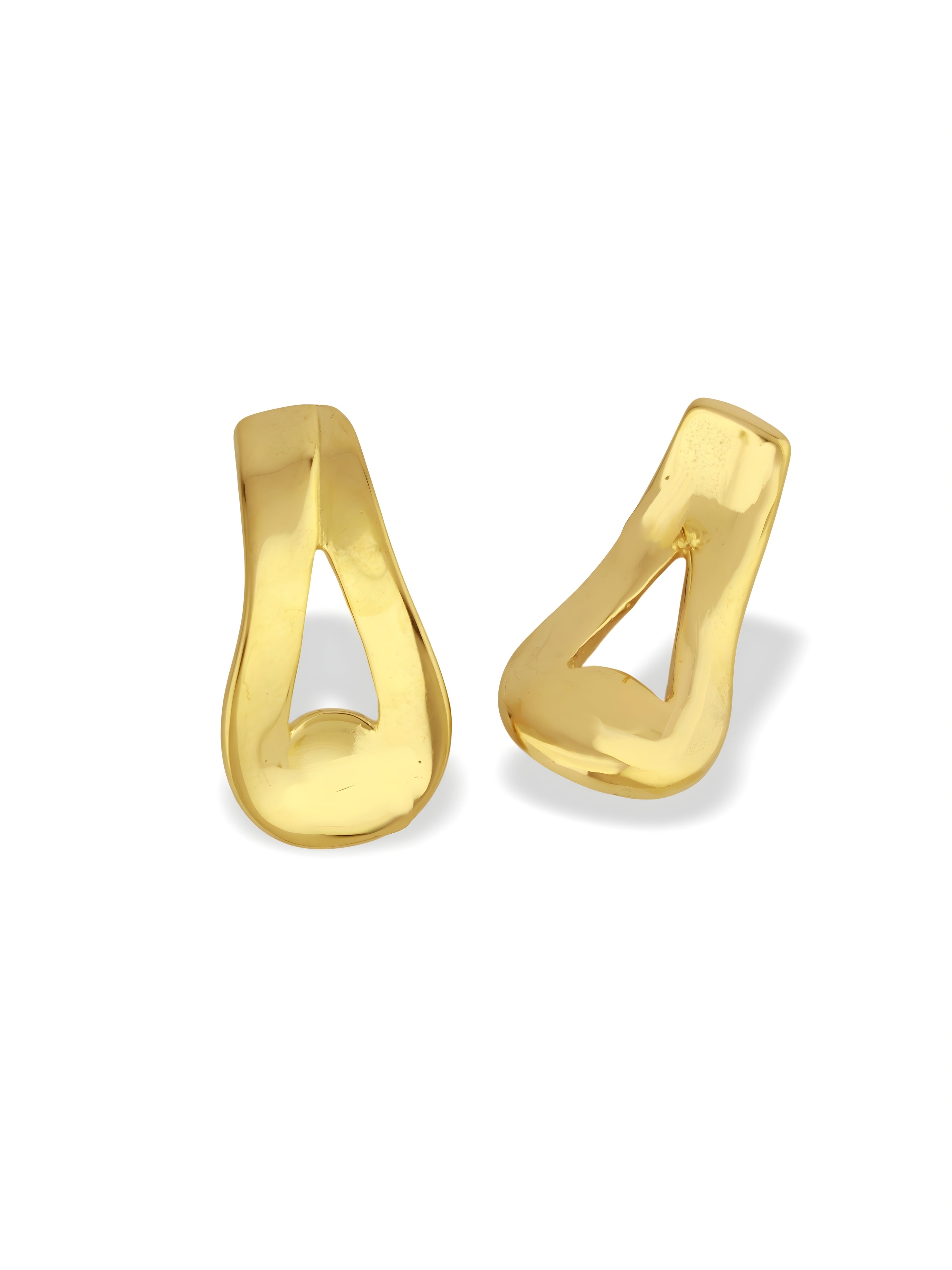 Golden Hugger Stud Earrings Soft Curved Minimal Shape