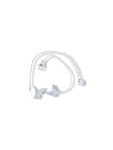 Elegant Silver Butterfly Bracelet with Soft Pearl Shine