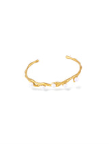Elegant Branchlit Bangle with Gold Finish and Pearls