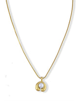 Sleek Gold Snake Chain Necklace with Round Pearl Charm
