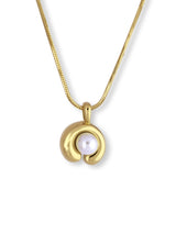Sleek Gold Snake Chain Necklace with Round Pearl Charm