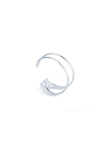 Elegant Silver Arc Double Band Open Cuff Bangles