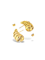 Unique Gold Spiral Twirl Drop Earrings